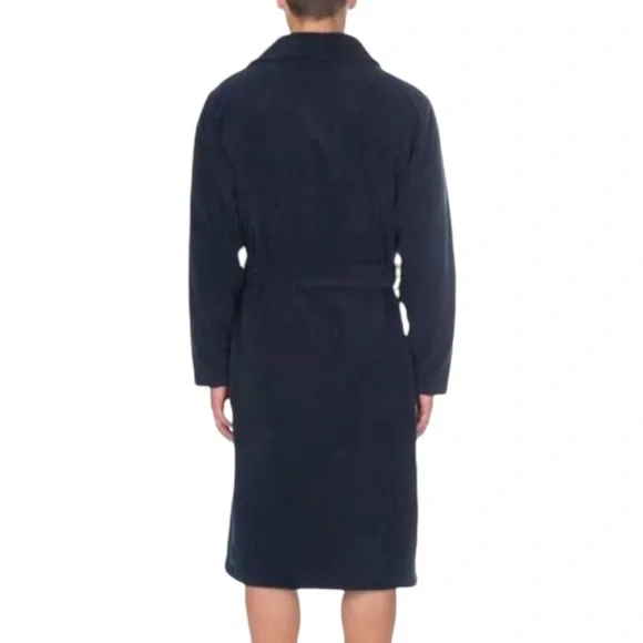 Tommy Hilfiger Unisex Sleepwear Heavy Terry One Size Robe Dark Blue 100% Cotton - Picture 3 of 16